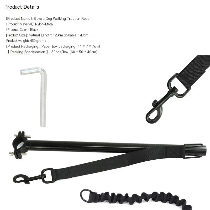 Laisse de vélo pour chien – Système de traction solide et amovible pour promenades sécurisées