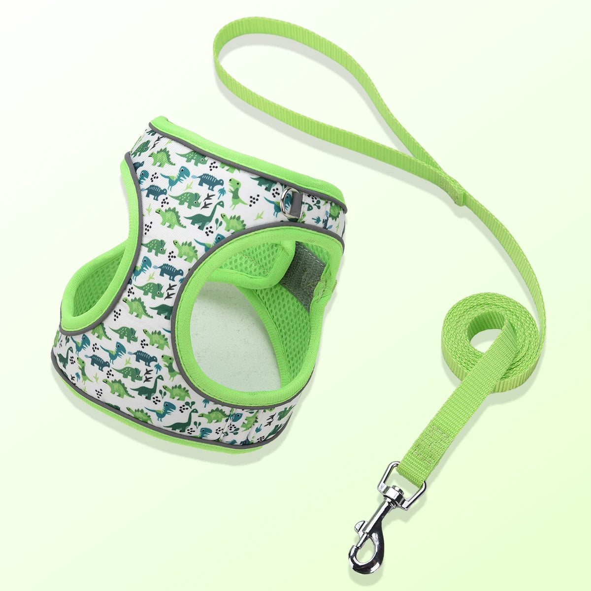 Kit harnais + leash 1,5 m pour chien/chat – Motifs fun, tissu doux, réfléchissant la nuit