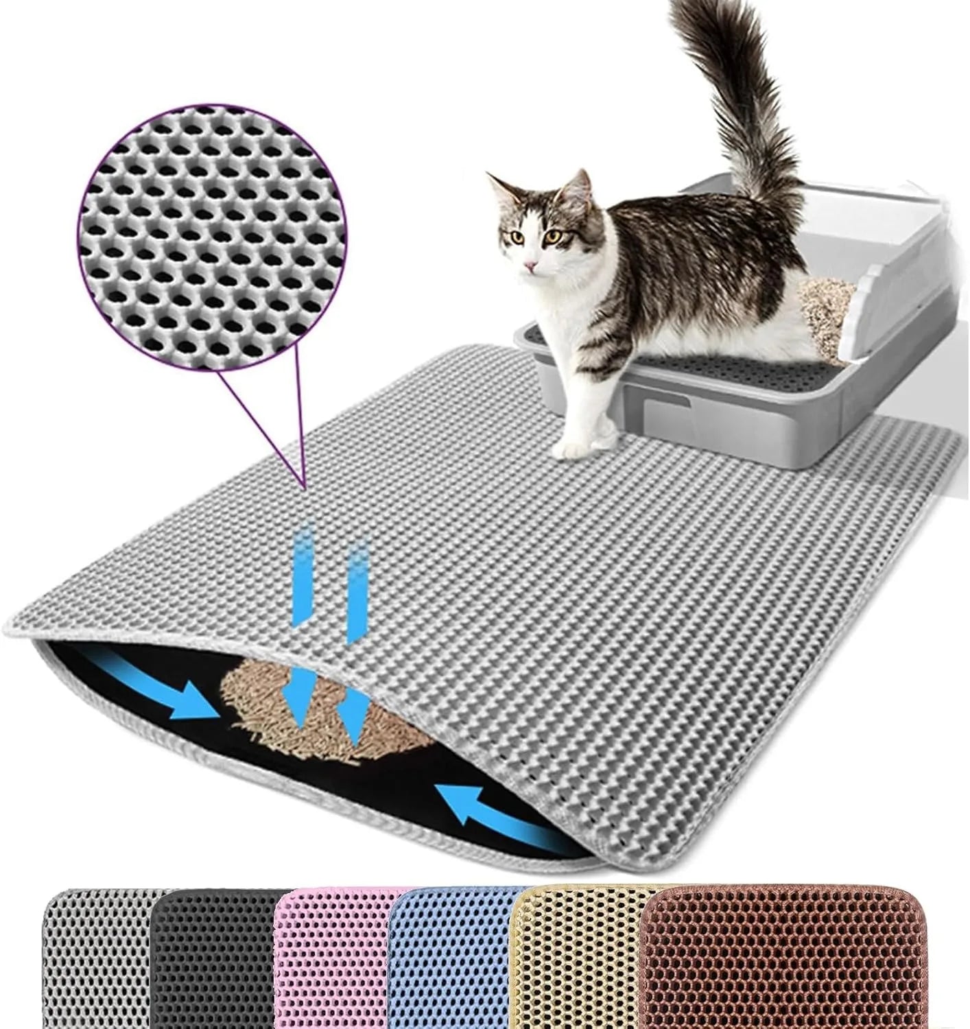Tapis de litière pour chat – Grand format, étanche et facile à nettoyer, protection totale du sol