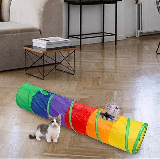 🐾 Tunnel de jeu coloré pour chat 😺