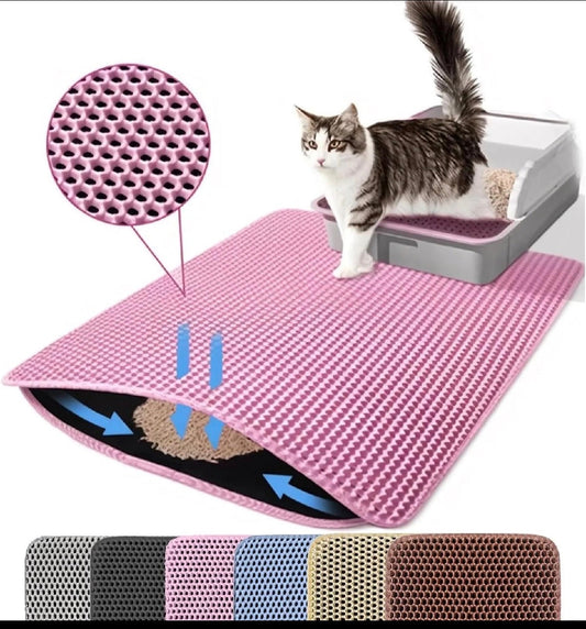Tapis de litière pour chat Double couche antidérapant