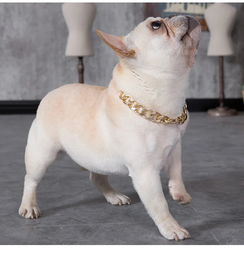 Collier de luxe pour chien – Chaîne plaquée or ou argent, style tendance pour Pitbull, Beagle et Bulldog