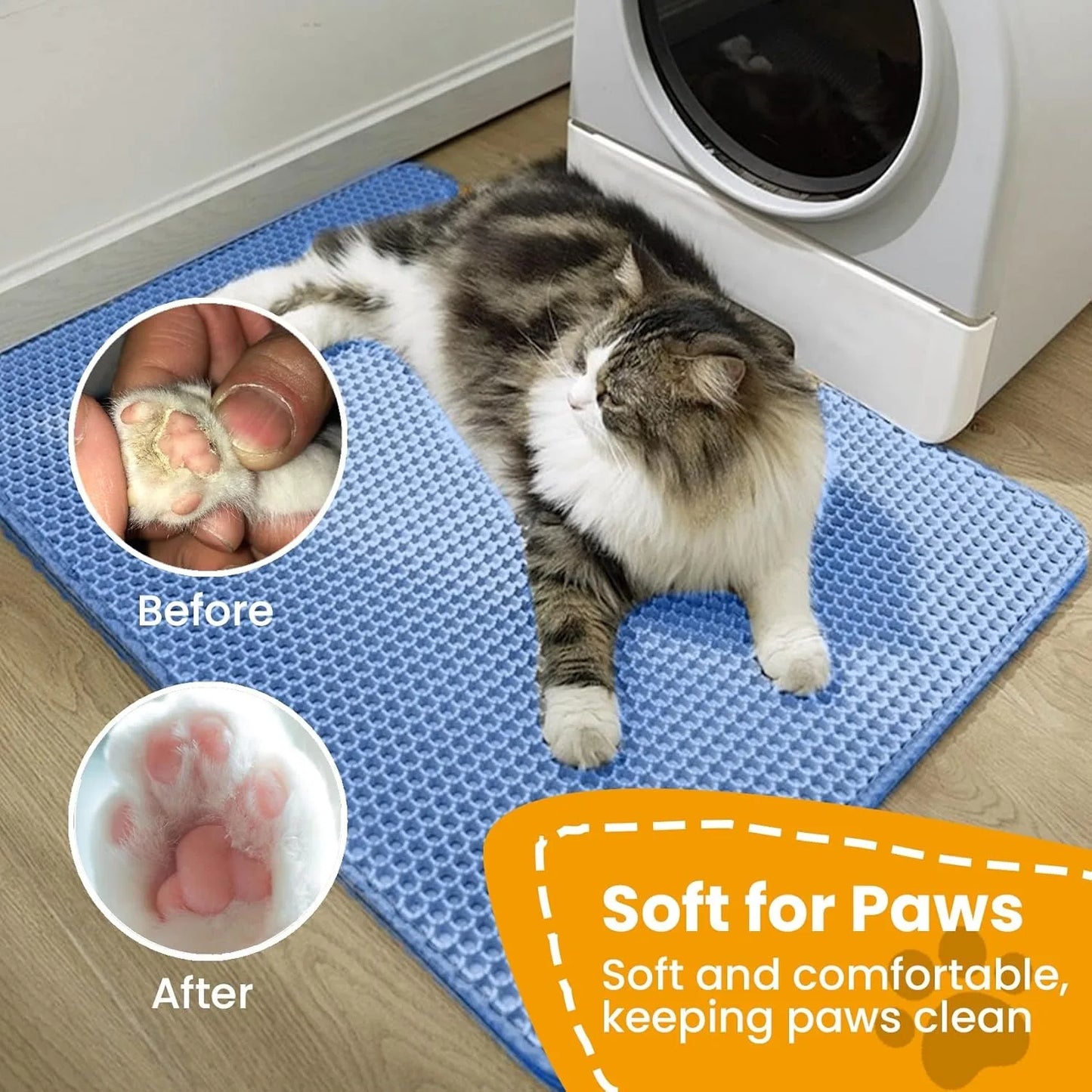 Tapis de litière pour chat – Grand format, étanche et facile à nettoyer, protection totale du sol