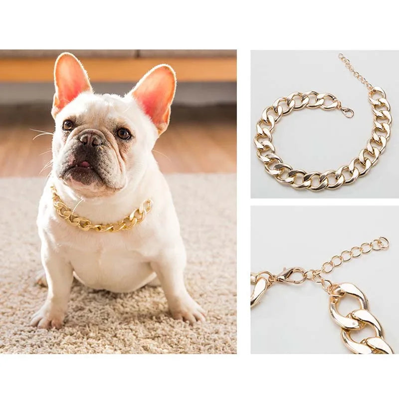 Collier de luxe pour chien – Chaîne plaquée or ou argent, style tendance pour Pitbull, Beagle et Bulldog