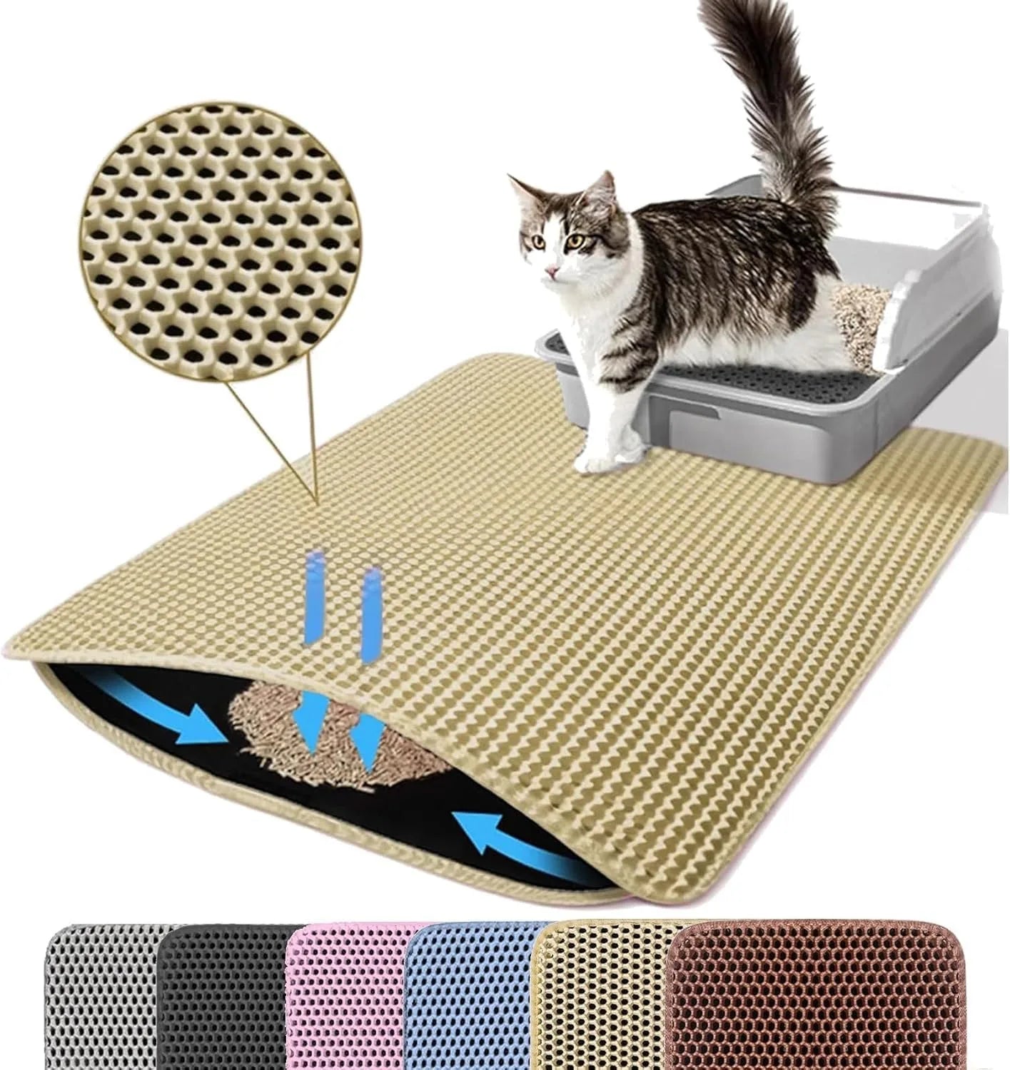 Tapis de litière pour chat – Grand format, étanche et facile à nettoyer, protection totale du sol