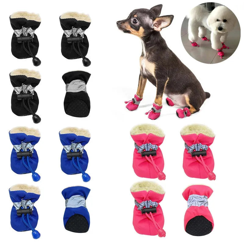 Petites bottes chaudes et imperméables pour pattes de chiots et chats – Lot de 4