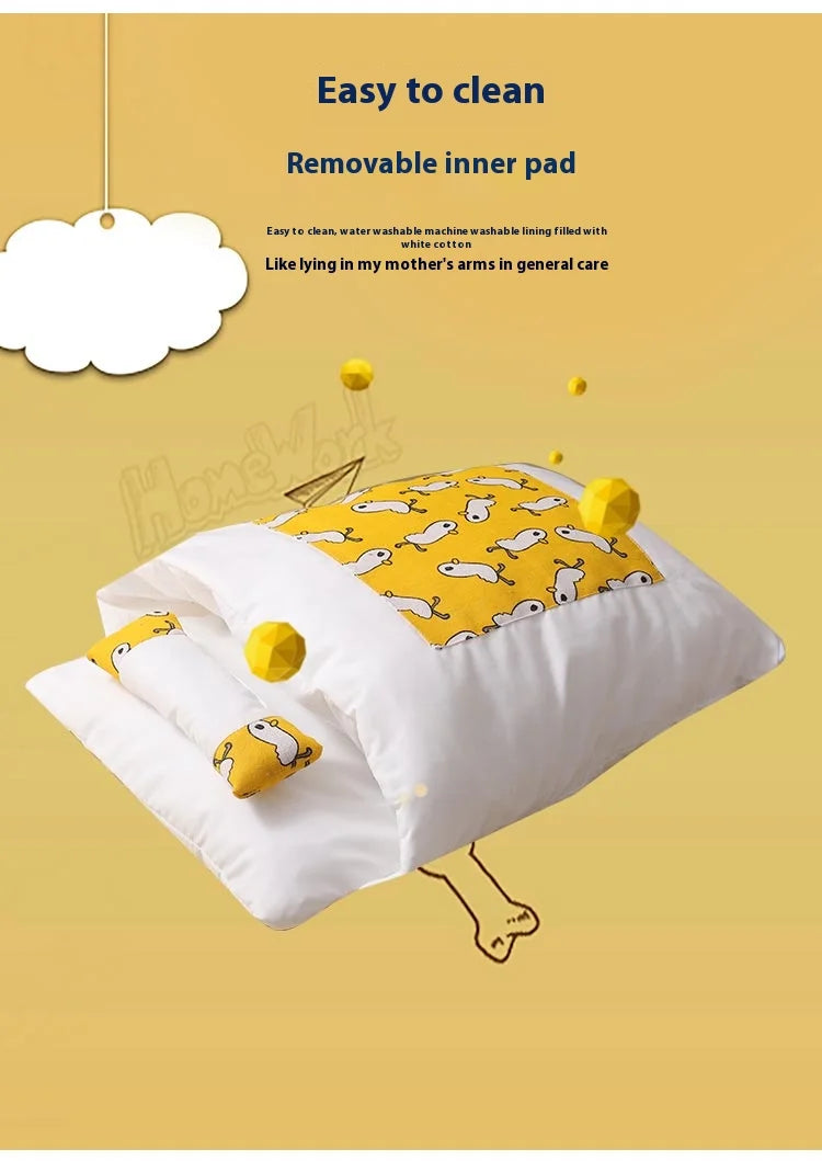 Sac de couchage pour chat de style japonais, lavable, lit pour chat semi-fermé, lit pour chat chaud, maison pour chat d'hiver, lit pour chat