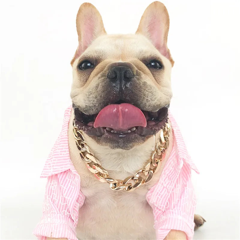 Collier de luxe pour chien – Chaîne plaquée or ou argent, style tendance pour Pitbull, Beagle et Bulldog