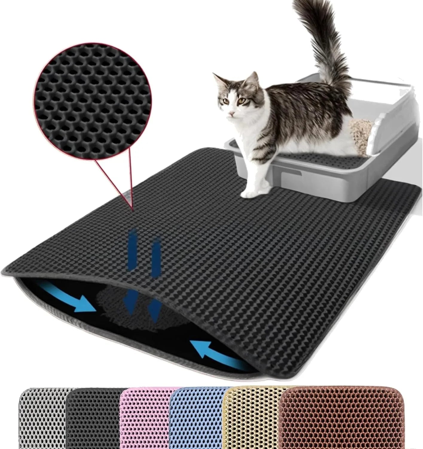 Tapis de litière pour chat – Grand format, étanche et facile à nettoyer, protection totale du sol