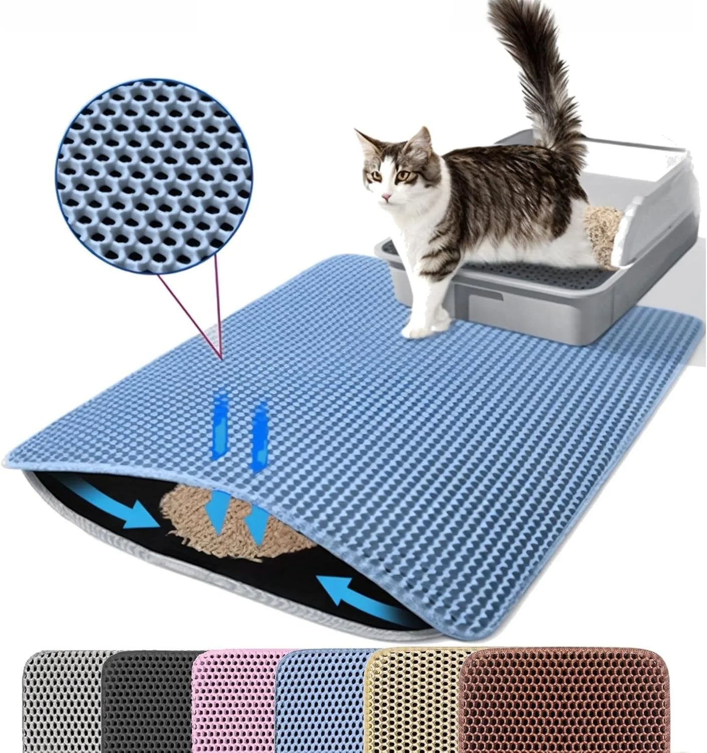 Tapis de litière pour chat – Grand format, étanche et facile à nettoyer, protection totale du sol