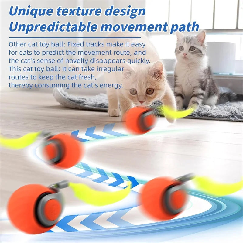 Balle de jeu intelligente pour chat – Roule, bondit et se recharge en USB