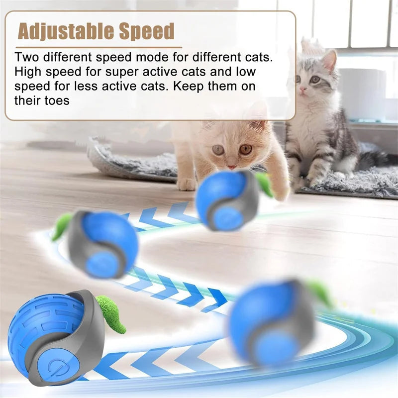 Balle de jeu intelligente pour chat – Roule, bondit et se recharge en USB